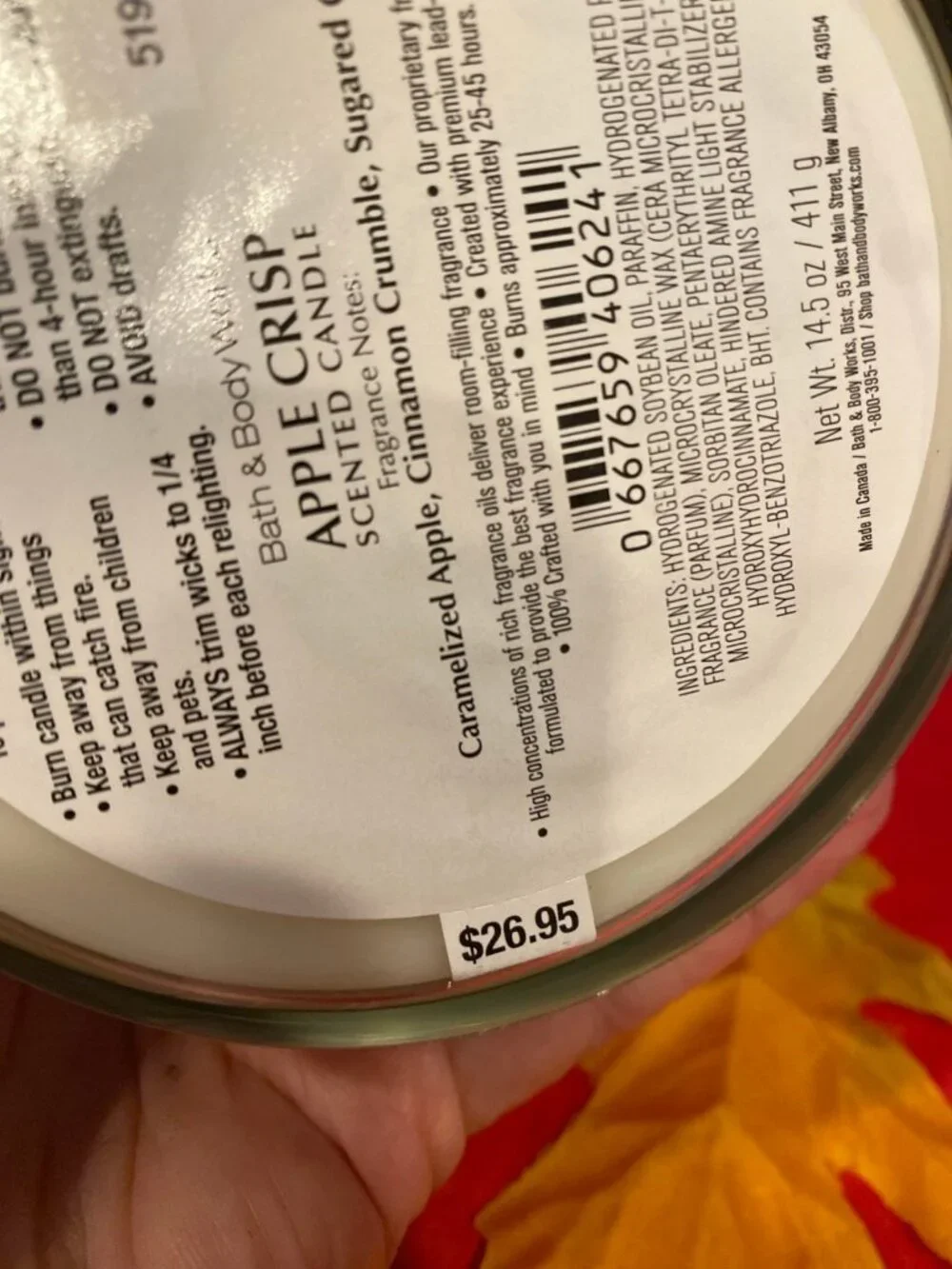 Bath & Body Works “Apple Crisp” New 3 Wick Candle